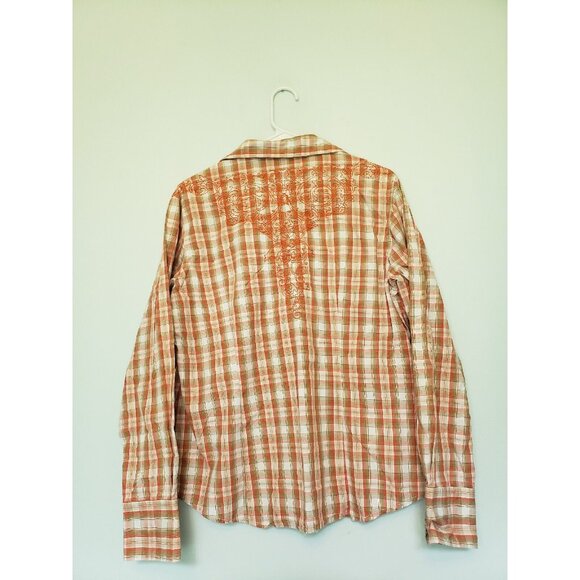 Sherry Cervi RU Cowgirl Womens XL Shirt Pearl Snap Plaid Embroidered Western - Picture 2 of 5